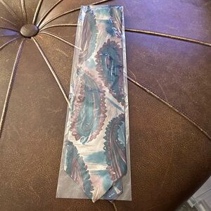 Elegant Paisley Tie in Teal Blue  and Maroon Brown